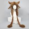 Winter Hat with Ear Flap Scarf Cartoon Deer Design Thickened Plush Ear Protection Hat Skiing Camping Travel Headwear