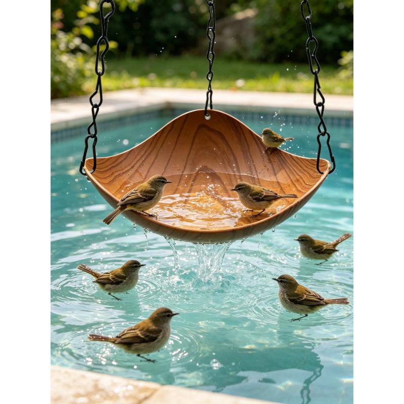 Bird-Friendly Hanging Bath and Feeder: Bowl Design for Splash & Play