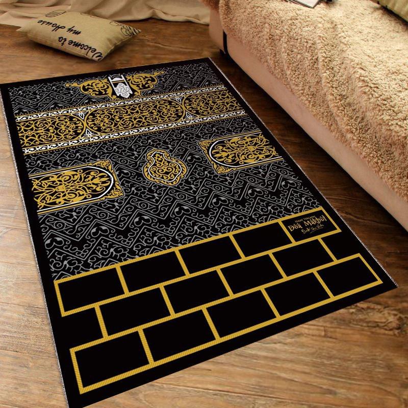 Manta de tela de terciopelo para adoración, tapete de oración estampado, borlas suaves y gruesas, almohadilla de adoración para musulmanes