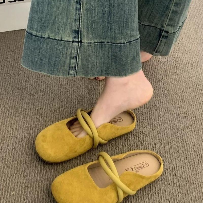 

Баотоу полутапочки женские для улицы новые весенне-летние на толстой подошве женские на одном педале ленивые тапочки Бокен 40 one size smaller