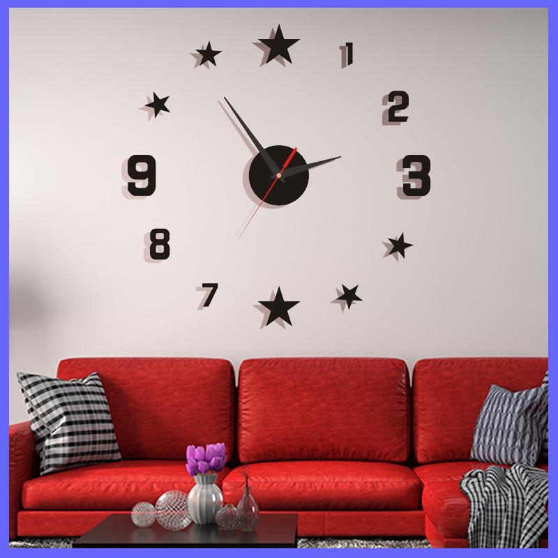 European Style Living Room and Bedroom Wall Clock, Silent DIY Clock, Simple Nail-free Wall Clock, Acrylic Clock
