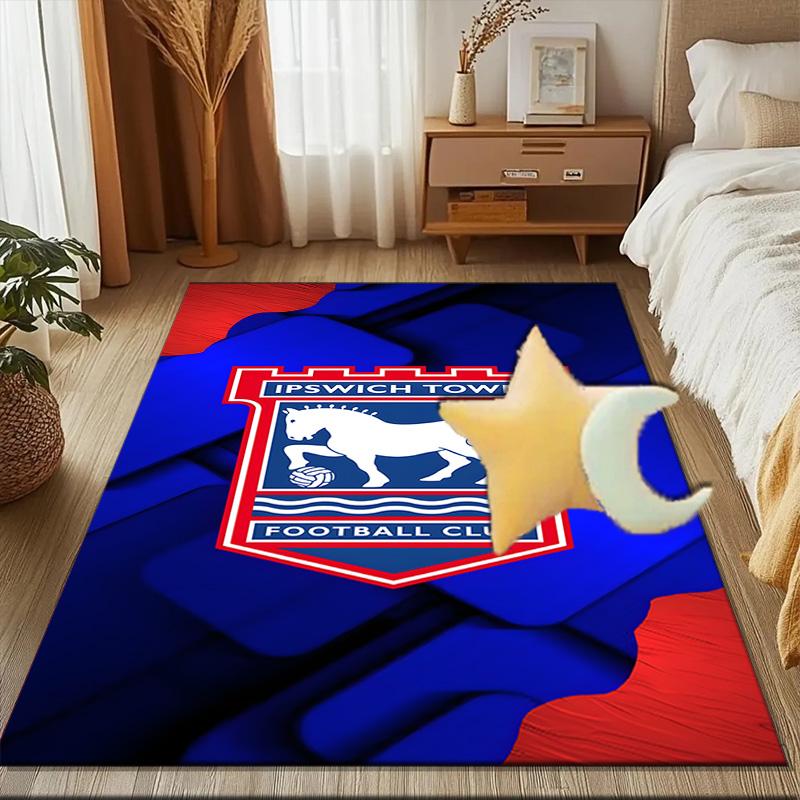 FC Ipswich Crest Rug for Living Room, Game Rooms, Office, Bedroom, Office Floor Mat Playful Design, fan gifts Christmas decor
