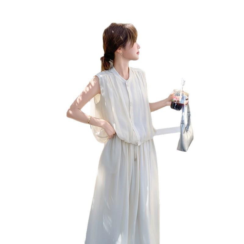 Casual temperament sleeveless vest skirt set women's summer new thin meat cover wear two-piece set