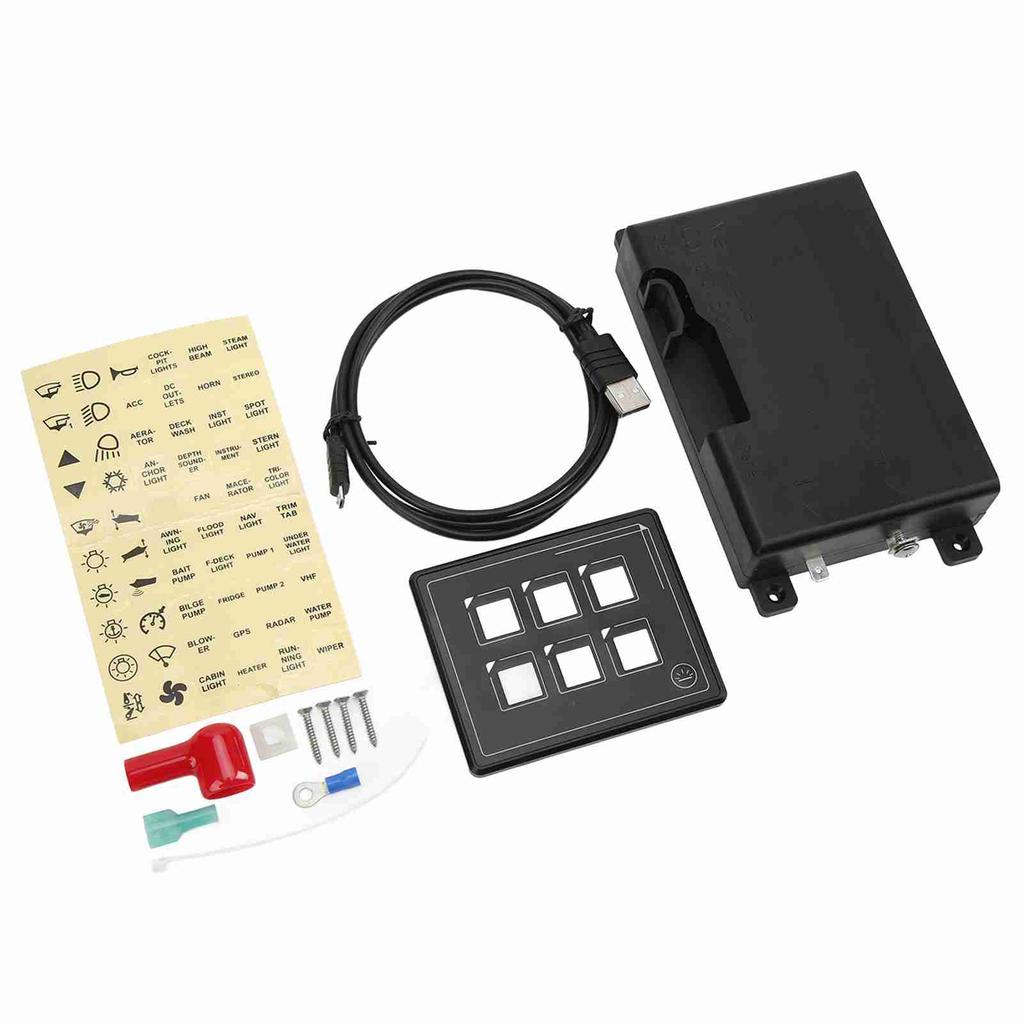 6P Switch Panel Bluetooth APP Control IP66 Waterproof Backlight M4 Stud Ring Terminal with Sticker F