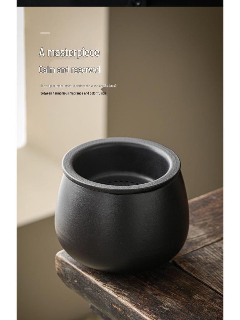 Large Ceramic Tea Waste Jar with Filter - Desktop Trash Can for Tea Dregs & Water Disposal