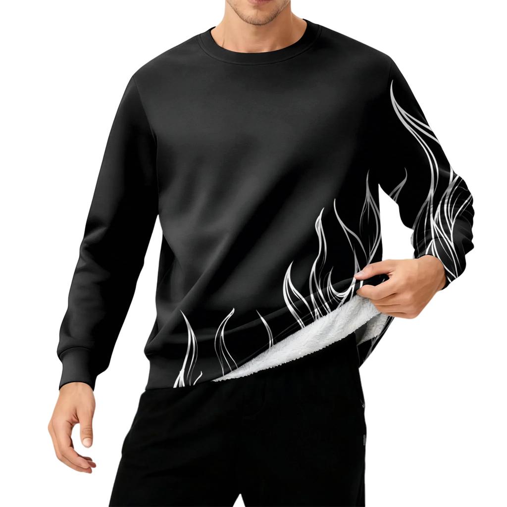 Men's Round Neck Fleece-Lined Thick Warm Sweatshirt