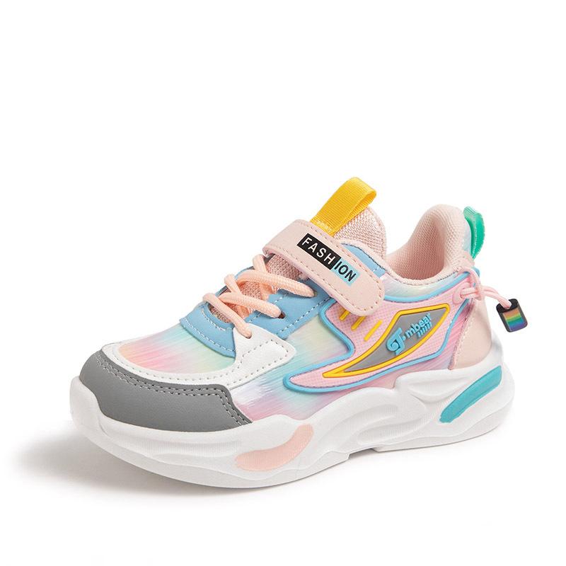 Girls' Sports Running Shoes 2025 Autumn New Dad Versatile Breathable Soft Sole Children's Primary School Students Leather Surface Treasure Tide