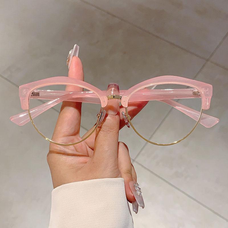 Vintage Anti Blue Light Blocking Optical Cat Eye Glasses Myopia Prescription Women Luxury Brand Designer Metal Eyewear Big Frame
