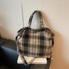 Women's Vintage Plaid Shoulder Bag Large Capacity Commuting Lightweight Tote Bag