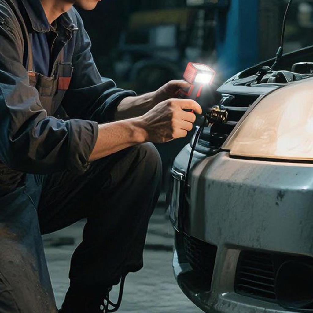 Car Work Light 180-degree Rotation Auto Work Light Digital Display Double Hooks Type-C Charging Magnetic Lamp For Garage