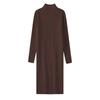 Women's Autumn & Winter Wool Knit Dress - Half-High Collar, Loose Long Sleeve, Mid-Length Base Layer Over the Knee.