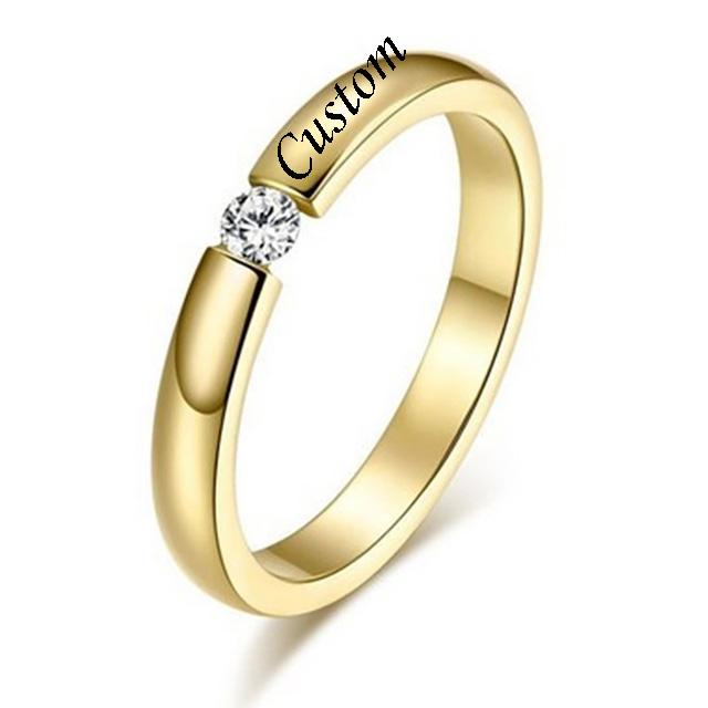 Custom Stainless Steel Wedding Couple Rings for Women Men Engagement Bands CZ Stone Puzzle Solitaire Party Ring Jewelry Gift