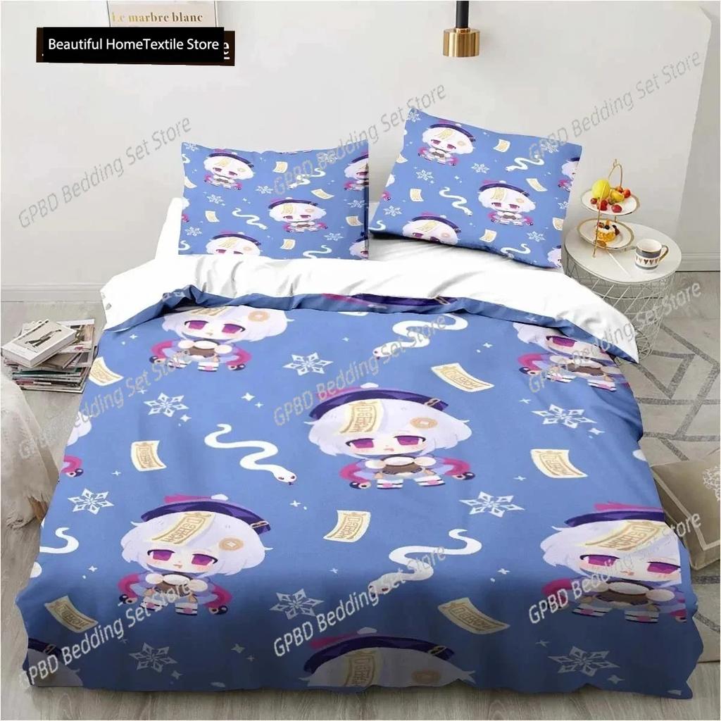 Cartoon Anime Genshin Impact Game 3D NEW Duvet Cover Pillowcase Bedding Set Adult Boy Girl Bedroom Children Single Double Large