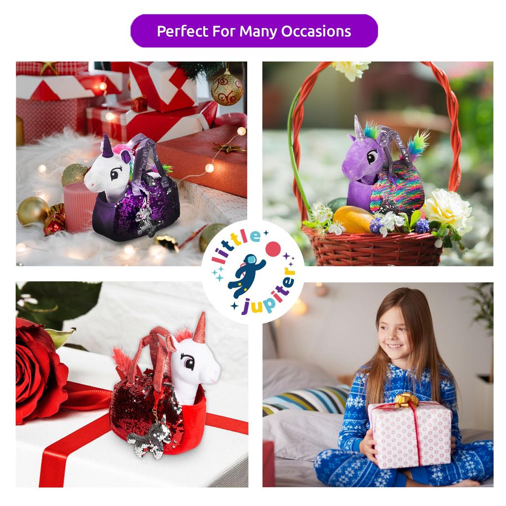 Little Jupiter Plush Pet Set with Purse - Unicorn Toy - Unicorn Plush Toy - Unicorn Gifts for Girls - Unicorn (White Unicorn) Ages 4 - 5 - 6 - 7 Years