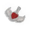 Hip Hop Rap Trendy Creative Pink Diamond Love Angel Wing Pendant Necklace Pink Diamond Love Men's Necklace
