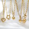 Love pendant collarbone chain personalized trend OT buckle necklace stainless steel plated 18K gold jewelry women