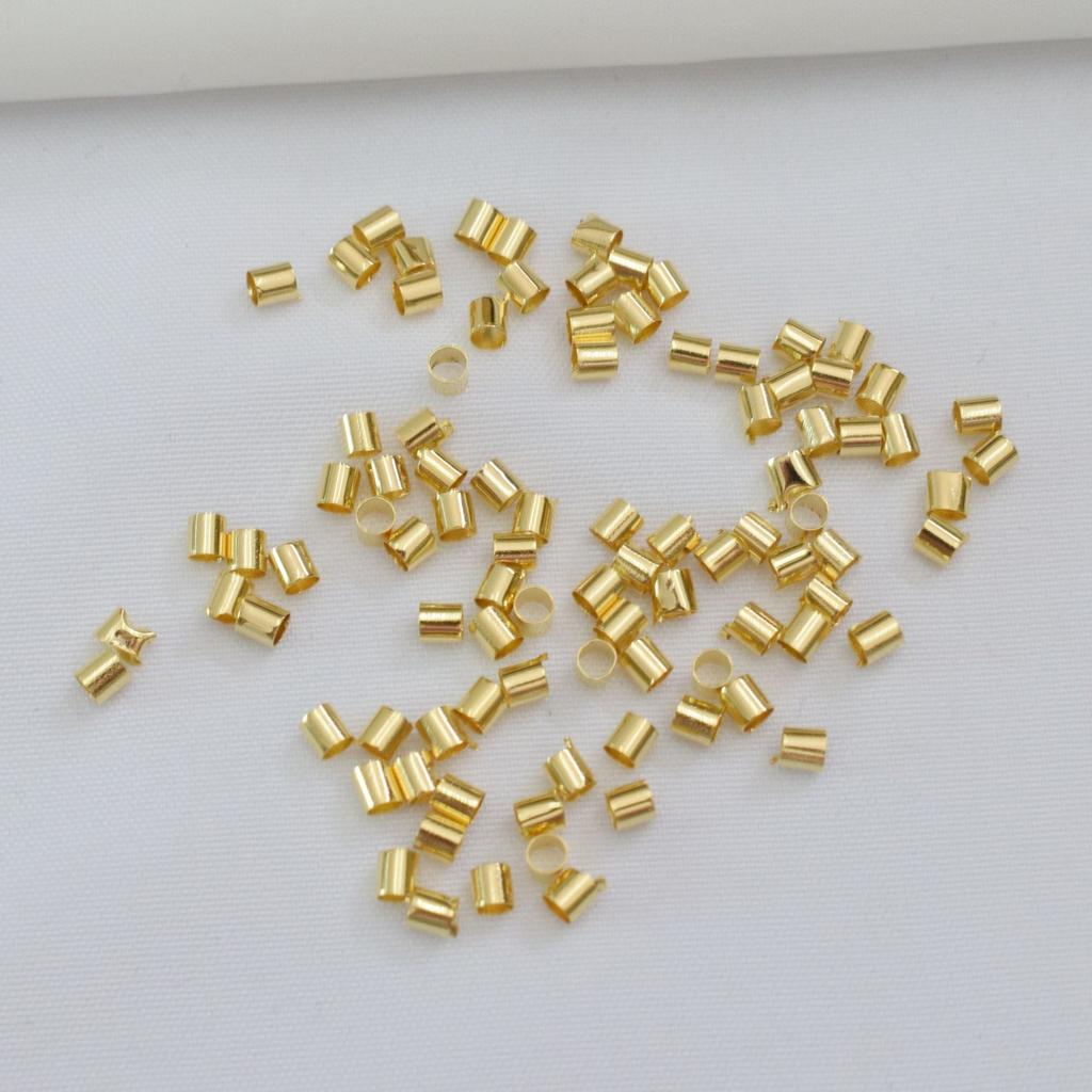 10g Color Retention 14K Gold-Coated Positioning Tube Round Tube Lock Diy Handmade Squashed Straight Tube Ending Bead Spacer Material