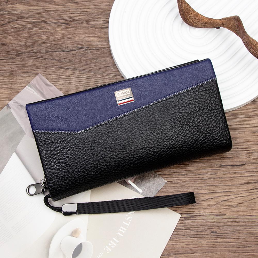 Men's Cross-Border Patchwork Creative Wristlet: Minimalist Business Clutch with Large Capacity for Mobile Devices.