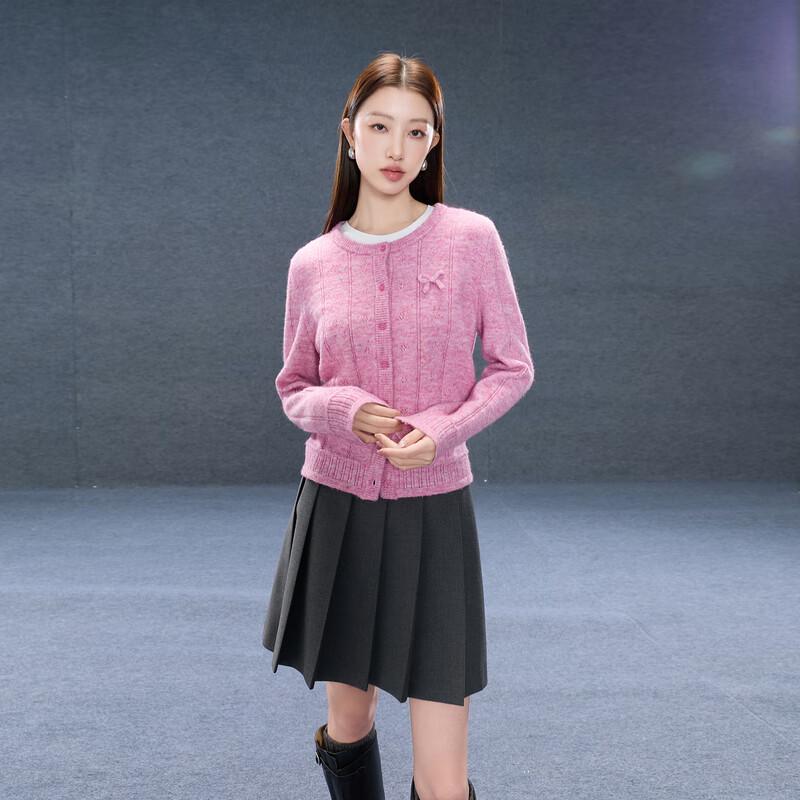 Sancai Women's Plus Size Sakura Pink Knitted Cardigan