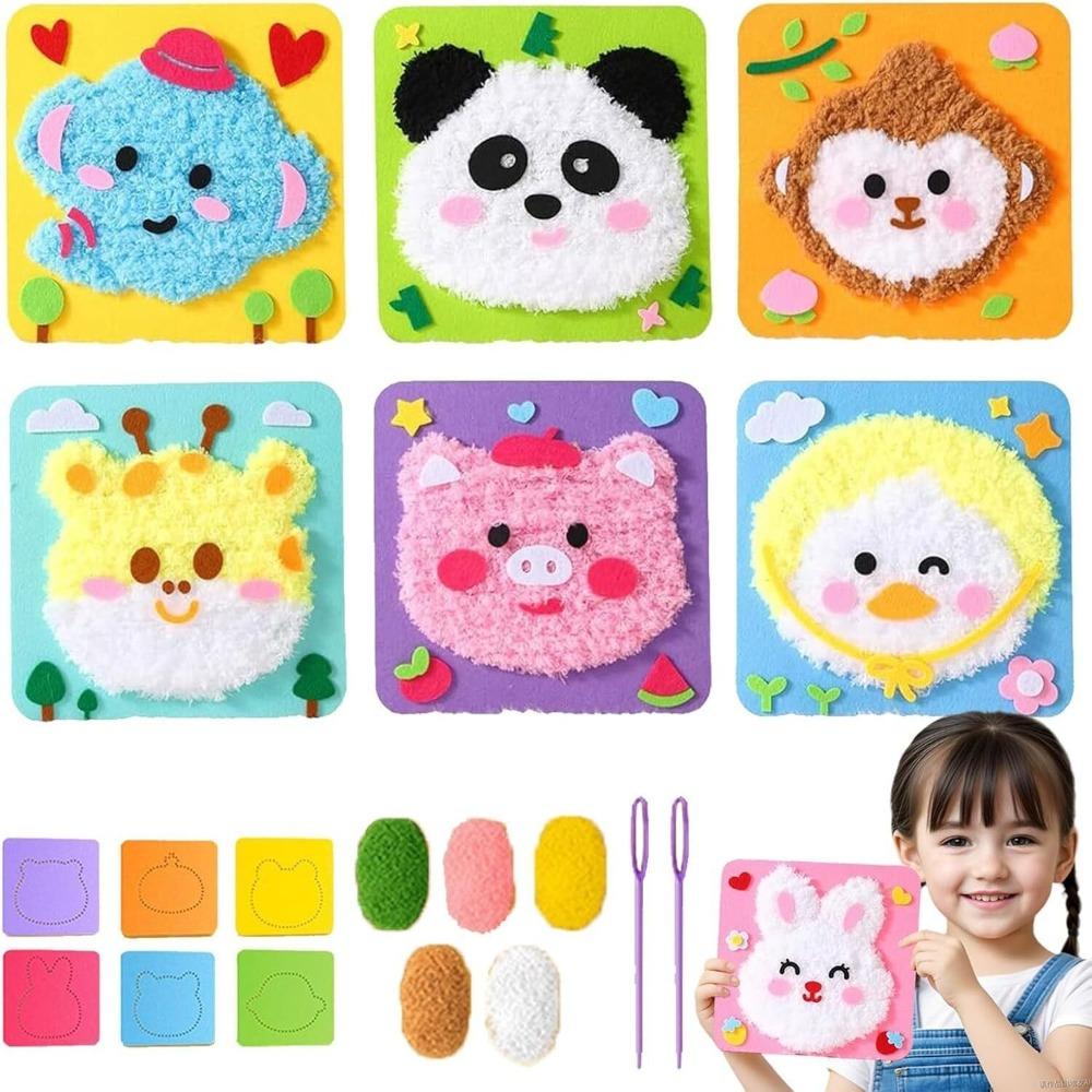 Sewing Needle and Thread Painting Cartoon Animal Felt Sewing Kit  Beginners
