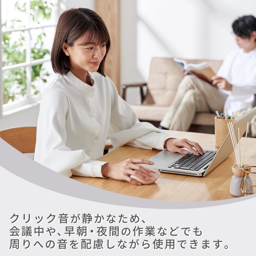 ELECOM SHELLPHA Wireless Mouse, Bluetooth, Quiet, 5 Buttons + Tilt Wheel, Pink, M-SH30BBSKPN