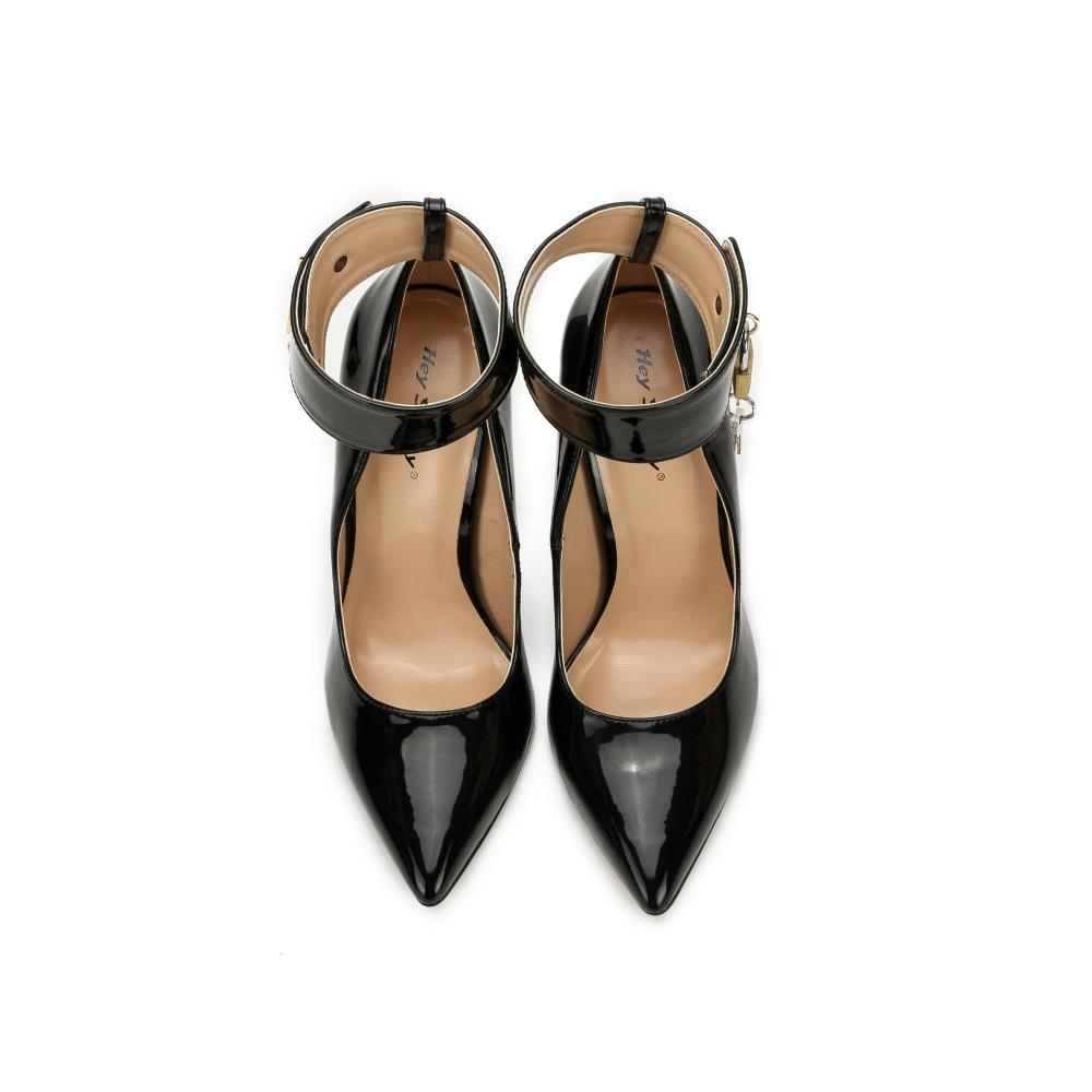 Gesperrter Stiletto-Absatz, 12 cm, spitze Damenschuhe, modische High Heels