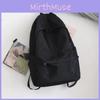 Travel School Bag Versatile Solidcolor Largecapacity Backpack Black Unisex