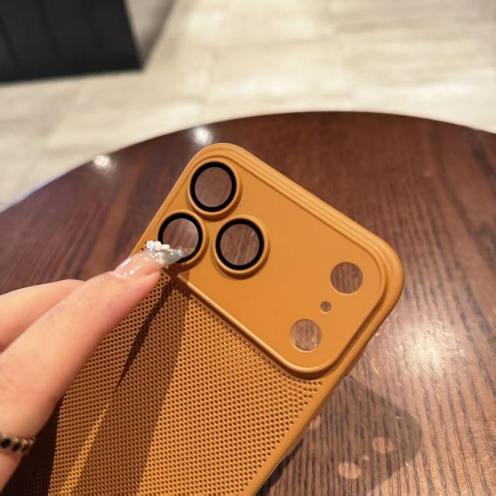 Frosted Heat Dissipation Mesh Breathable Phone Case For iPhone 17 Air 16E 16 15 14 13 12 11 Plus Pro Max Lens Film Protect Cover