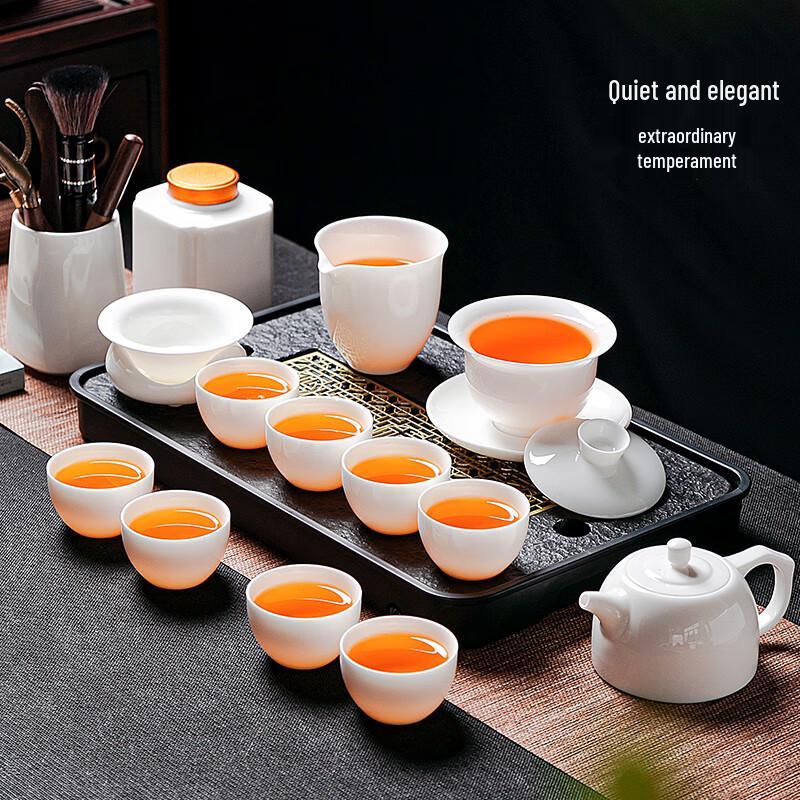 Dehua Mutton Fat Jade White Porcelain Kung Fu Tea Set