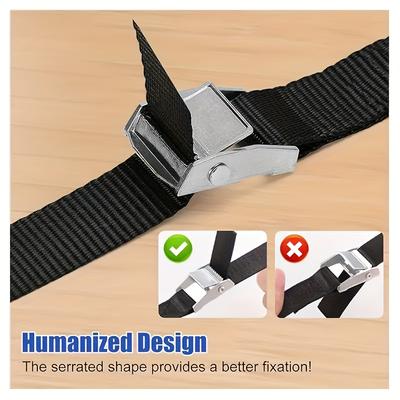 Heavy-Duty Ratchet Straps with Buckle | Durable Cargo Straps, Quick Release Cam Buckle, Adjustable Black Bicycle Rack Straps for Trucks, Motorcycles,