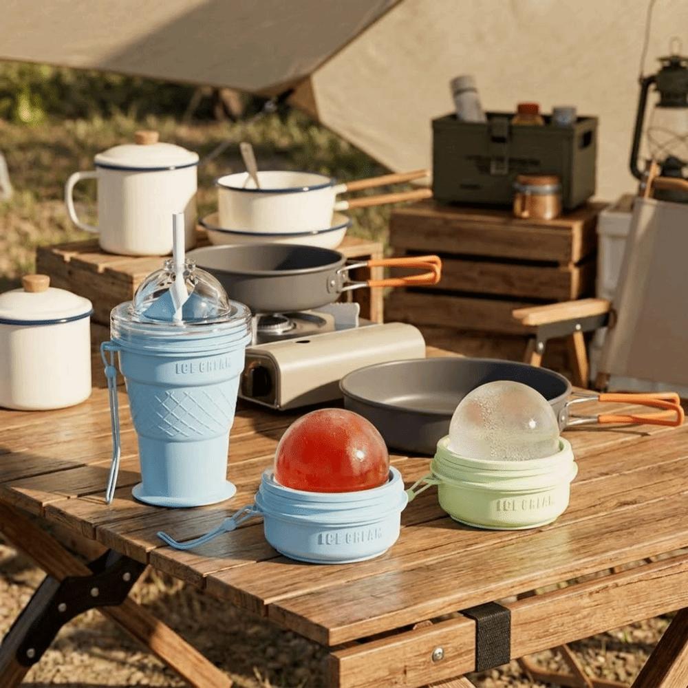 Ice Cream Design Foldable Ice Ball Cup Leak-Proof Ice Cube Water Bottle  Office