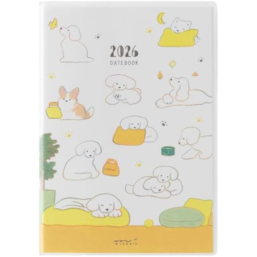 Midori Pocket Diary Notebook 2026 B6 Weekly Dog Pattern 22372006 (starting January 2026)