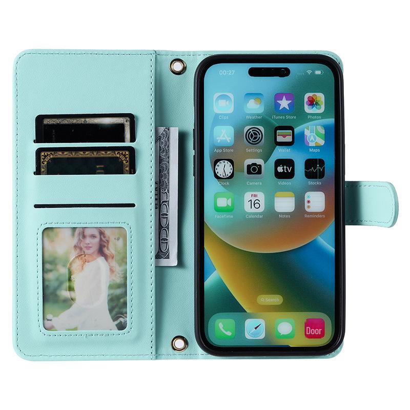 VIVO Lederhülle: Magnetisches Flip-Cover mit Kartenfächern für Samsung, Xiaomi, Huawei, iPhone