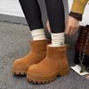 Thickened and velvet snow boots women's new winter leather real wool cotton shoes, velvet warm thick-soled non-slip short boots