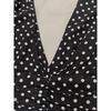 Vestito Mini Casual da Donna alla Moda a Pois con Intagli e Maniche a Sbuffa a Manica Corta con Collo Alto