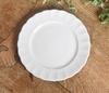Set of 5 White Dinnerware: Floral-Shaped, Shatter-Resistant Porcelain TIARA Pure White Ruffle Cake and Salad Plates, 19cm