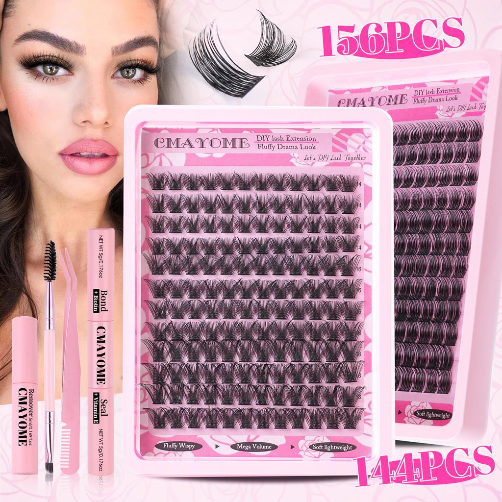 Dichtes Einzel-Cluster C-Song Falsche Wimpern Set 14-18mm Natürlicher Schwung DIY Segmentierte Wimpern