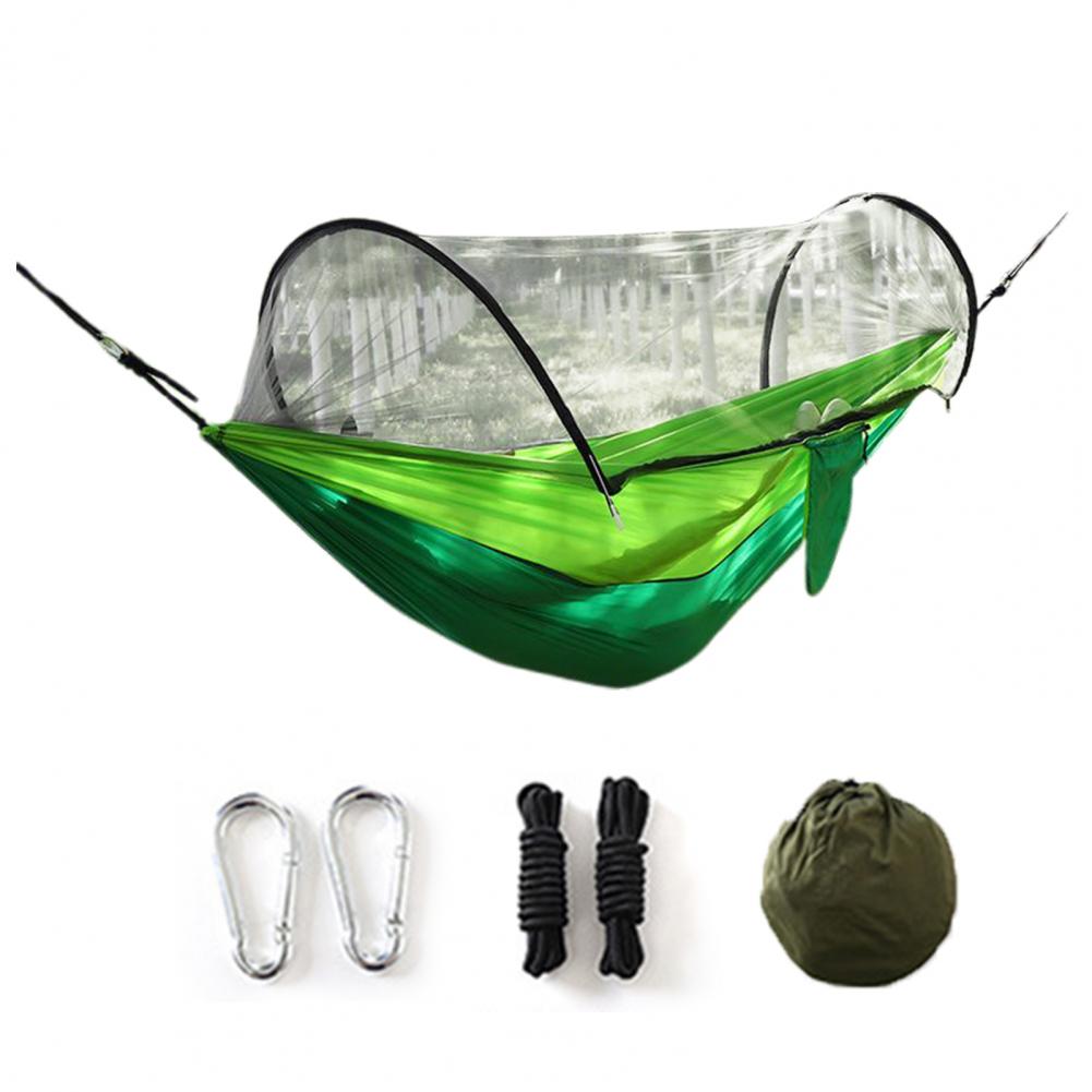 Camping Hammock With Mosquito Gnats Net Breathable Lightweight Portable Single Hammock With Tree Straps Indoor Outdoor Hammock