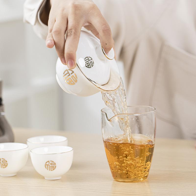 Suet Jade Porcelain Portable Travel Tea Set Activity Souvenir Business Company Festival Gift Set