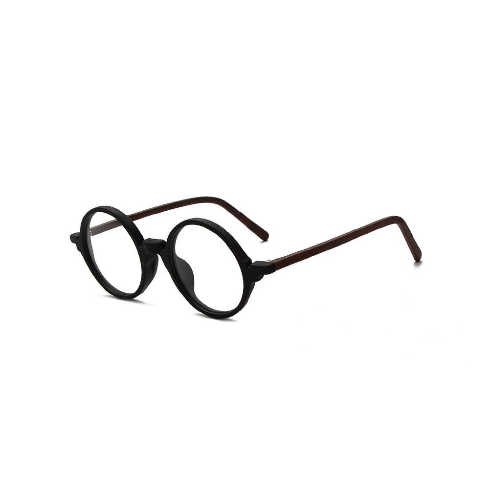 

8834 Retro Round Frame Plate Glasses Frame Men S Hipster Wood Grain Hand-Made Flat Glasses Concave Optical Frame