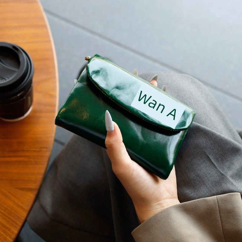 

Женский короткий простой многофункциональный кошелек из натуральной кожи Green