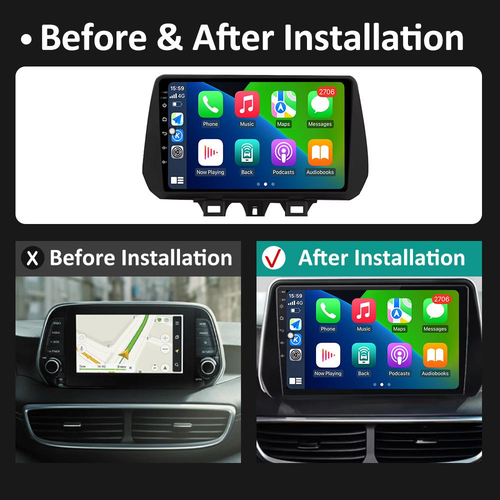 GPS Navigation Car Video For Hyundai TUCSON 2019 2020 2021 Radio Player Autoradio Bluetooth Cooling Fan QLED IPS Screen No 2 Din