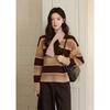 Mishow Women's Striped Gradient Faux Mink Velvet Sweater