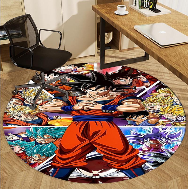 DRAGON BALL Desenli Yuvarlak Halı, İç/Dış Mekan Paspası, Piknik, Oyun Odası, Yatak Odası, Ofis, Oturma Odası, Ev Dekorasyonu Halısı, Doğum Günü Hediyesi