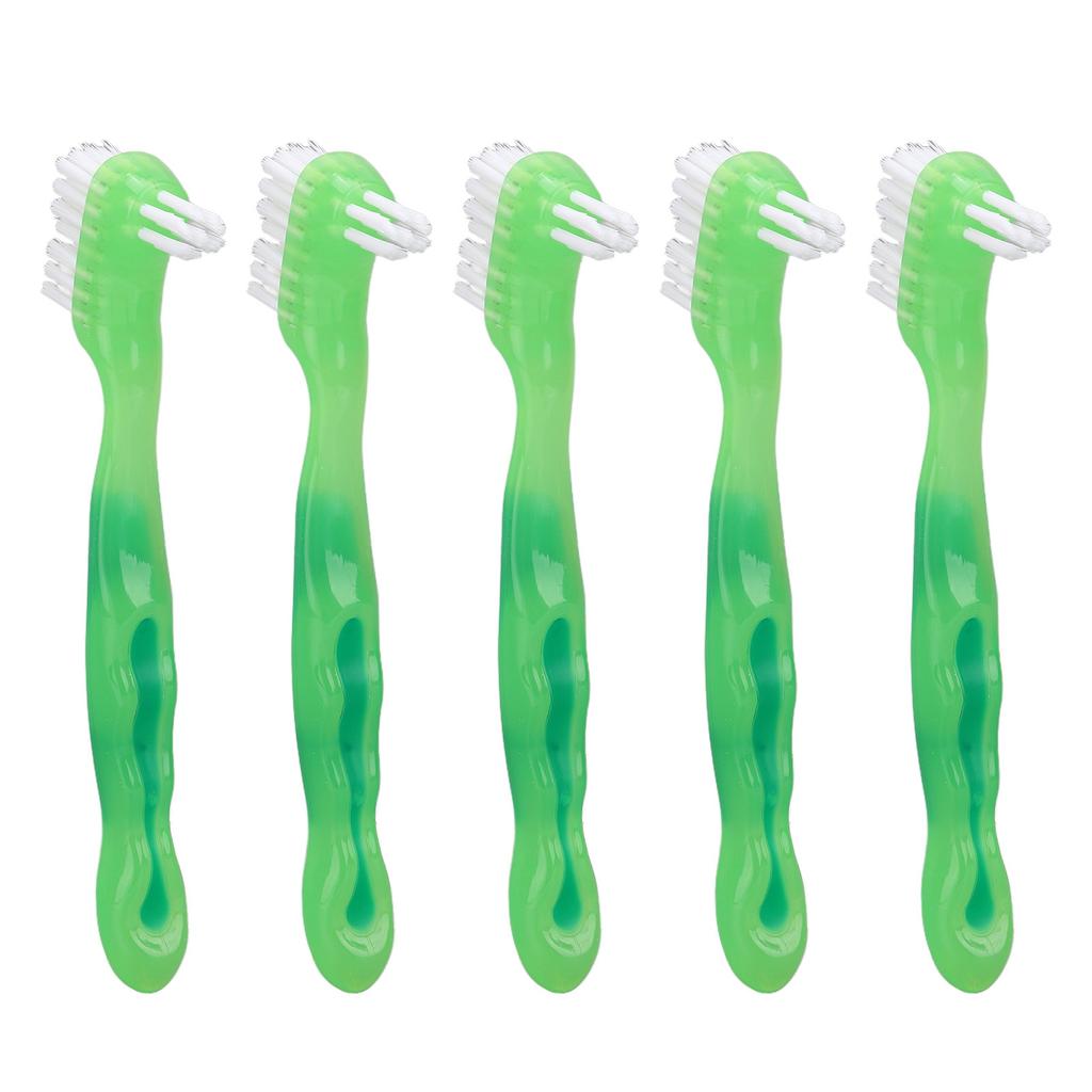 5pcs Denture Brush Set Professional Travel Portable Double Sided False Teeth Cleaning Brush for Elderly
