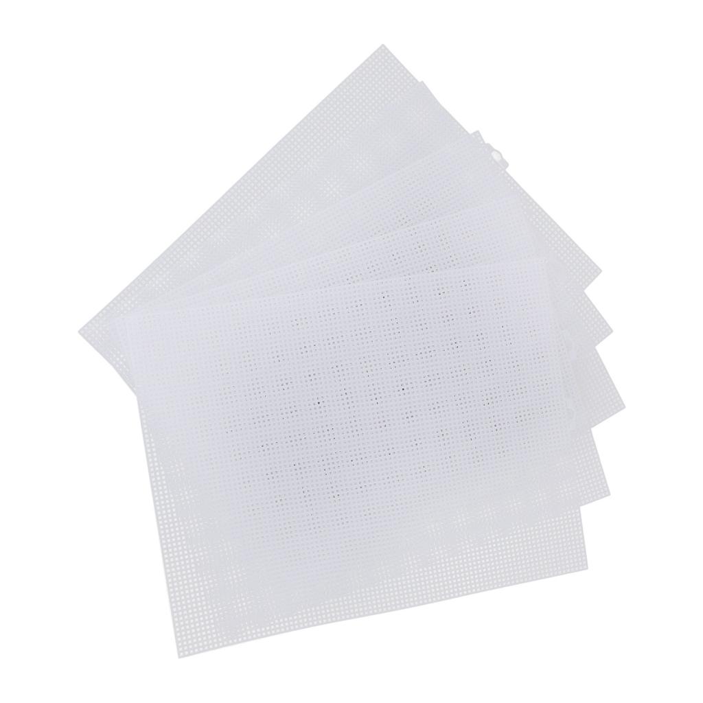 5 Pcs Plastic Mesh Canvas Sheet 7 Count 33.5x26cm White Plastic Canvas Eye Mesh with 4 Knitting