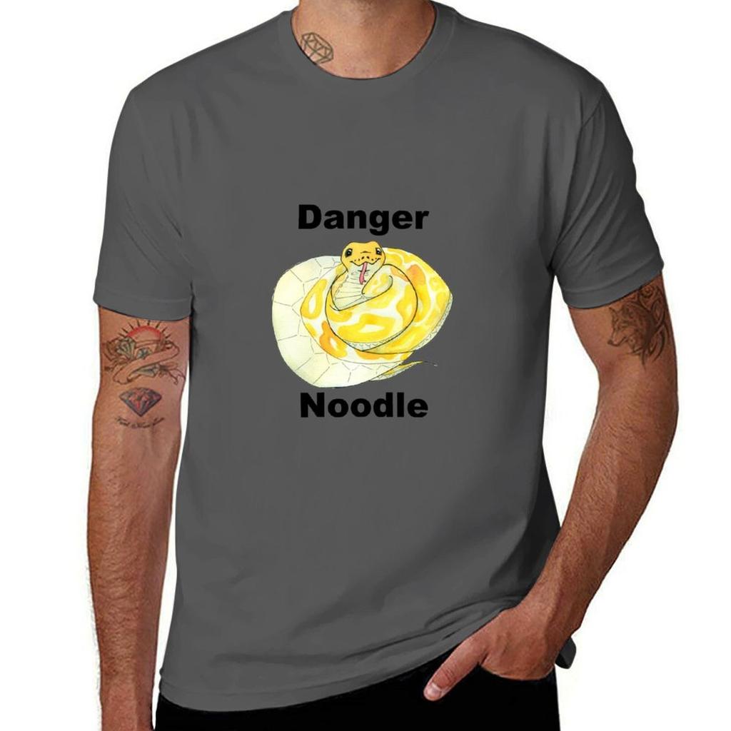 Danger Noodle Yellow Snake T-Shirt black cotton t-shirt plain for man package anime t shirts for man T-Shirt
