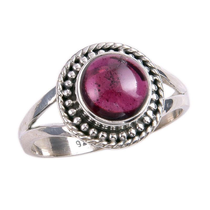 Natural Garnet Gemstone 925 Solid Sterling Silver Jewelry Ring Size 7.5 d6P57
