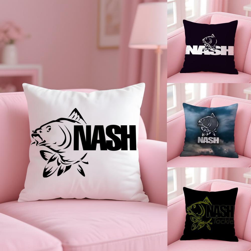 Nash Fishing logo Pillow Case Soft Plush Fabric Double-Sided Printed Cushion Cover Warm Winter Sofa Pillow Case