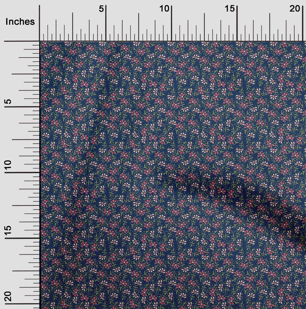 oneOone Cotton Flex Fabric Floral Block Print Fabric BTY 40 Inch Wide